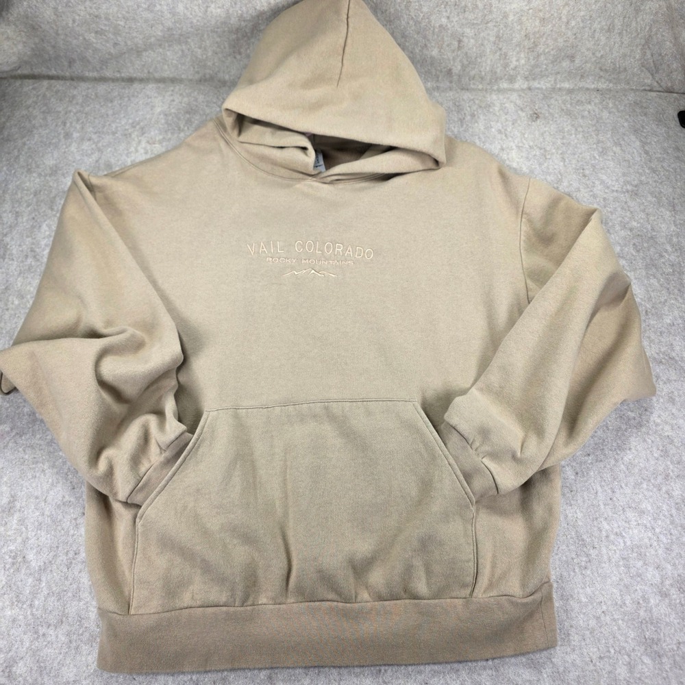 Independent Trading Co Vail Colorado Rocky Mountains Hoodie Tan Khaki Large